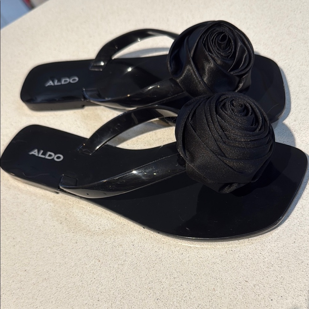 New Aldo Black Sandals with Bow Detail